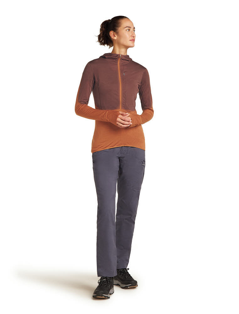 Icebreaker Merinomix 200 Realfleece™ Descender Zip-Hoodie Fleecejacke Damen braun