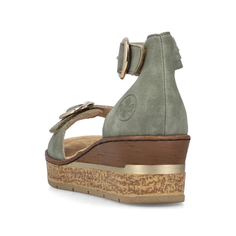 Rieker FSK Damen Keilsandaletten Sandalen hellgrün