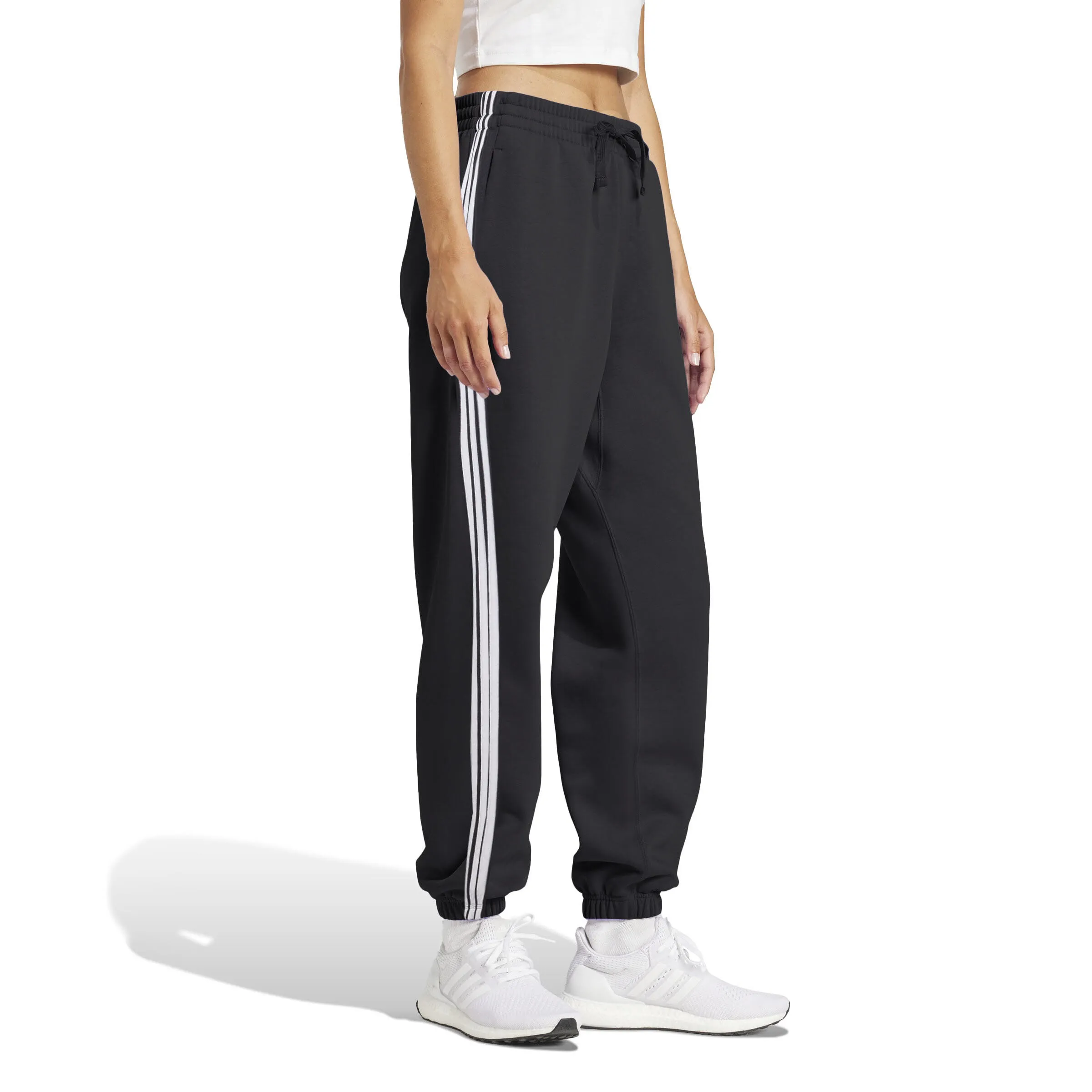 adidas Essentials 3-Streifen Terry Cuffed Hose Sweathose Damen schwarz