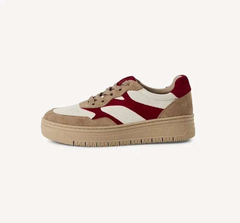 Tamaris Women Lace-up Damen Sneaker beige/rot