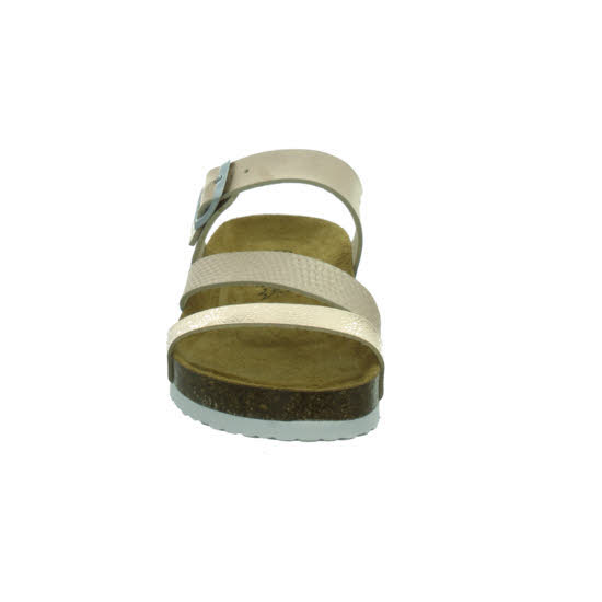 Longo Sandalen Sommer modisch elegant Tieffußbett Pantolette Damen weiß NEU