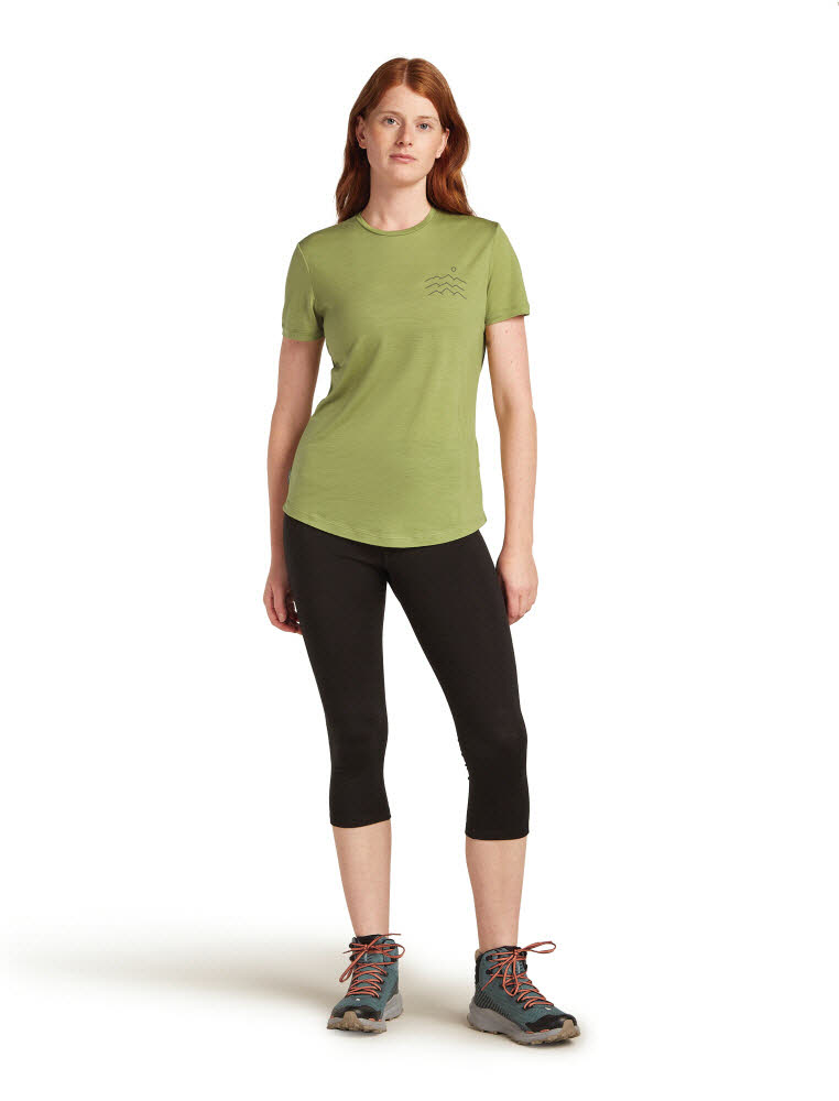 Icebreaker Merinomix 125 Cool-Lite™ Sphere Kurzarm T-Shirt Across the Peaks Damen grün