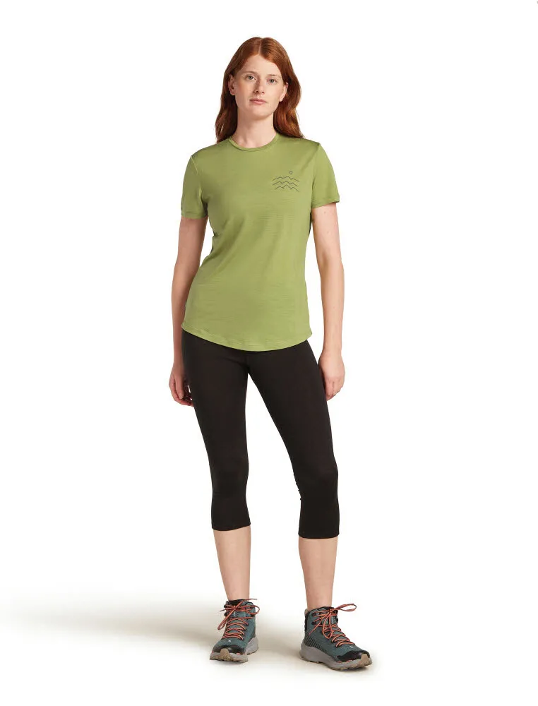 Icebreaker Merinomix 125 Cool-Lite™ Sphere Kurzarm T-Shirt Across the Peaks Damen grün