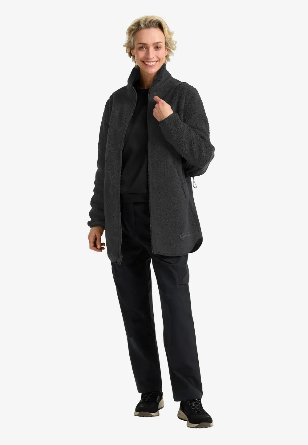 Jack Wolfskin High Curl Coat Damen Fleecemantel schwarz