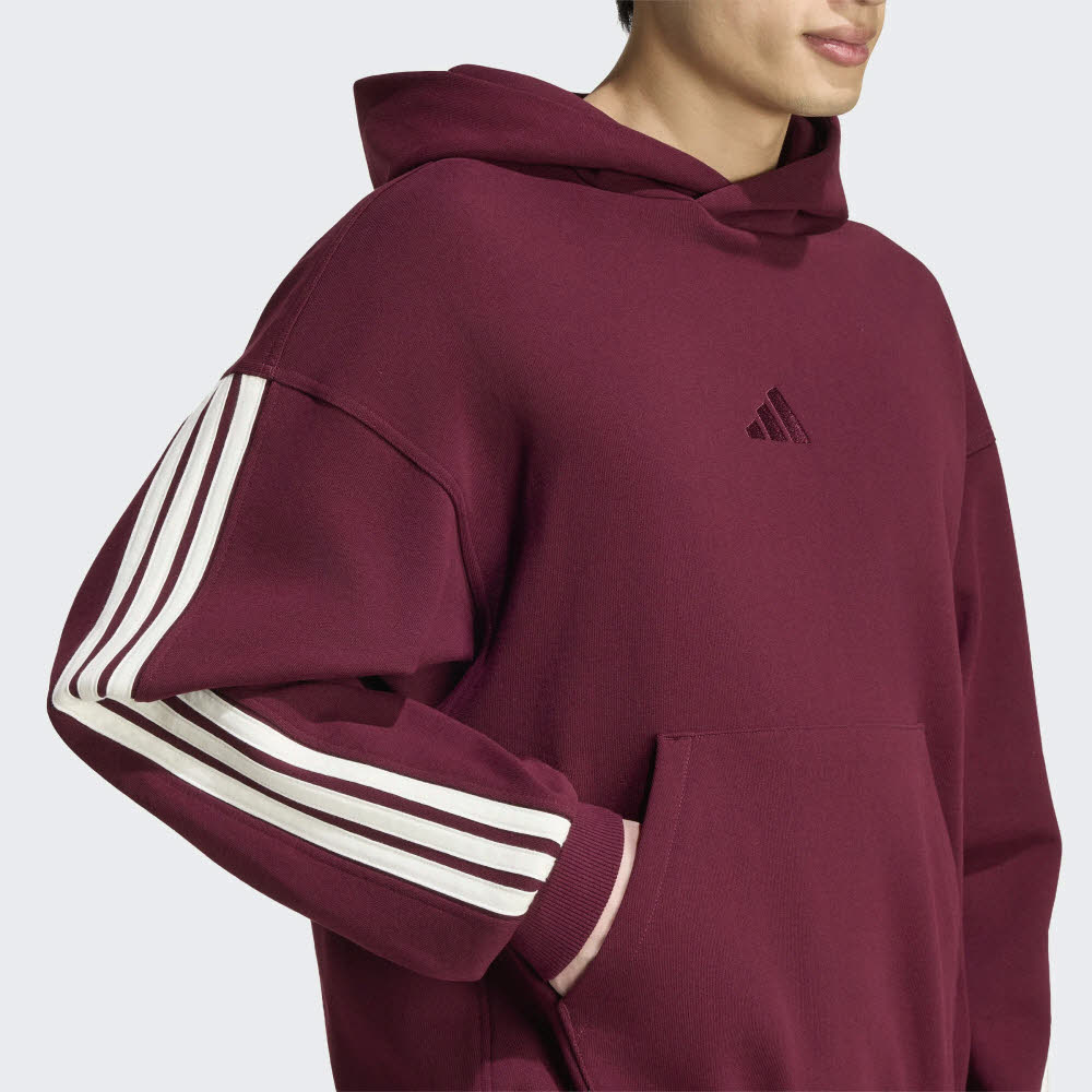adidas KIT 3-STRIPES Herren Hoodie Kapuzenpullover maroon/off-white