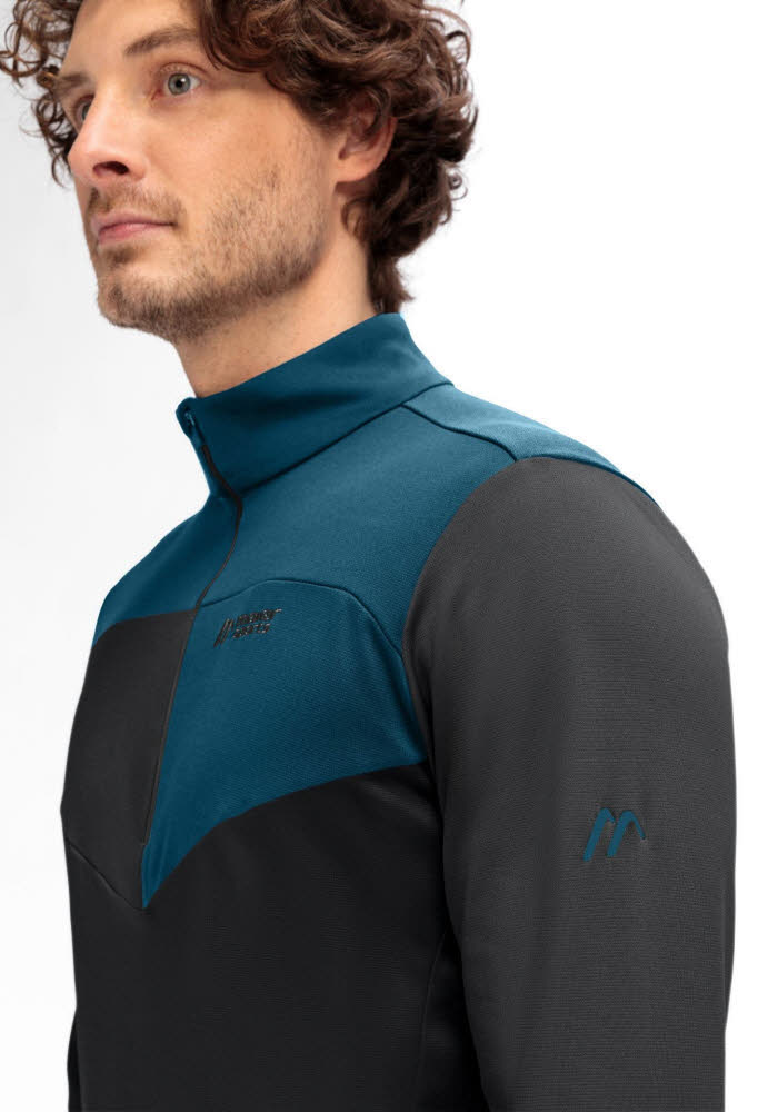 Maier Sports FELIAN Herren Skirolli Midlayer black/peruvian blue
