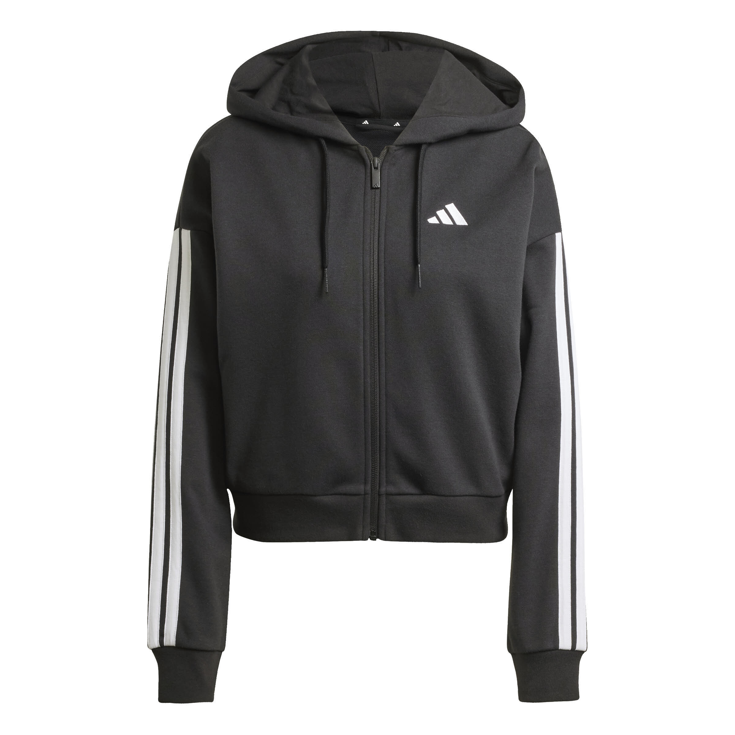 adidas Essentials 3-Streifen French Terry Kapuzenjacke Damen schwarz