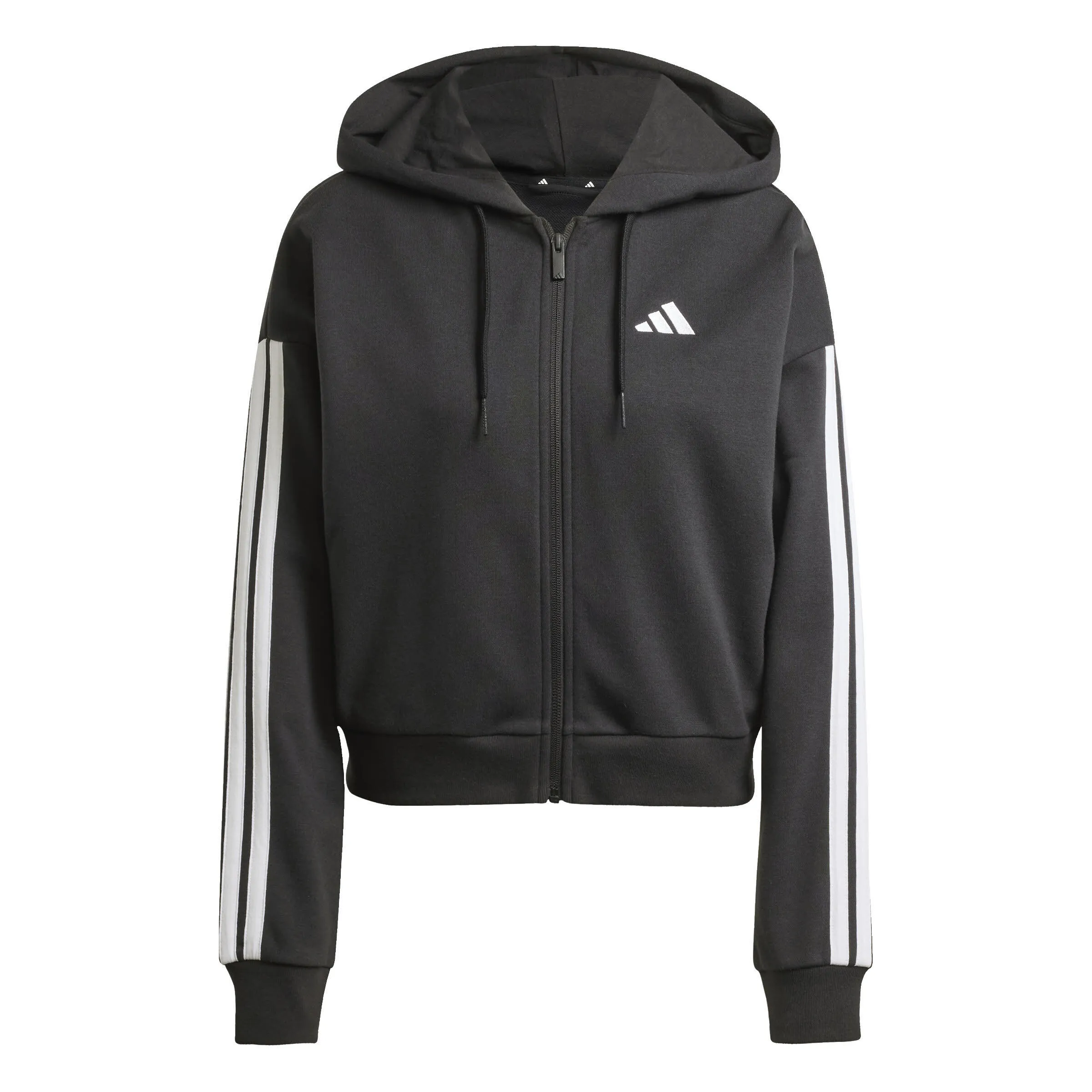 adidas Essentials 3-Streifen French Terry Kapuzenjacke Damen schwarz