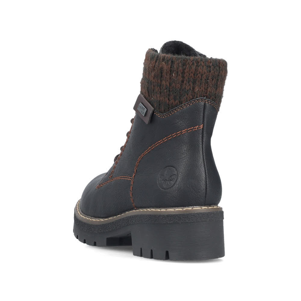 Rieker Damen Schnürstiefel Freizeitstiefel Stiefelette gefüttert schwarz