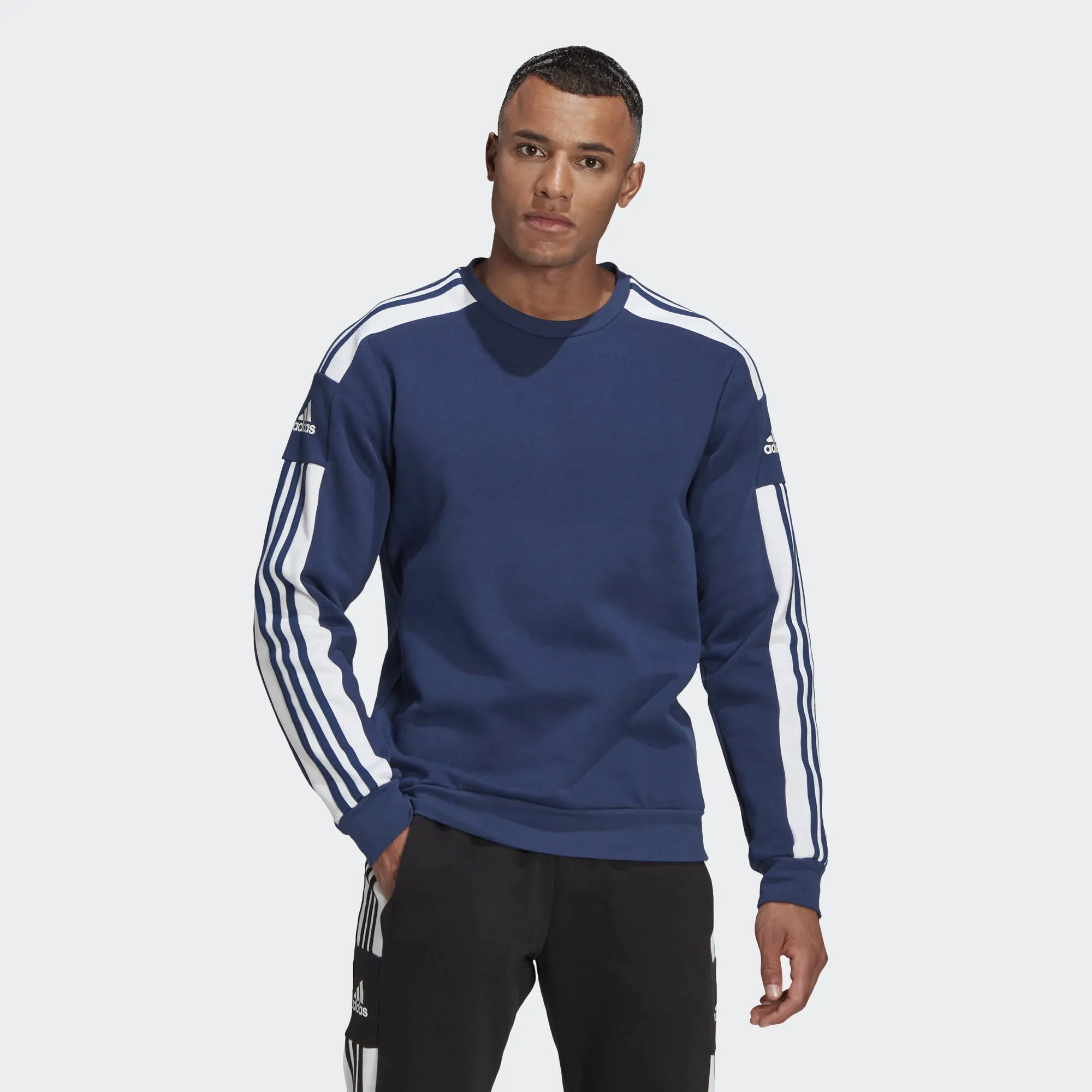 adidas HE SQ21 SW TOP Herren Sweatshirt 3-Streifen Langarm Sport Freizeit blau NEU