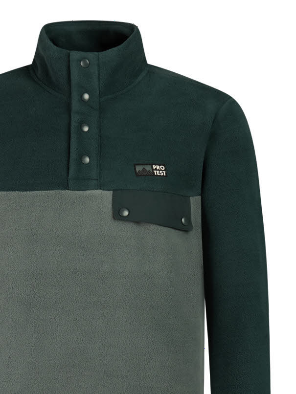 PROTEST PRTWigland outdoor 1/4 button top Herren Fleecepulli grün