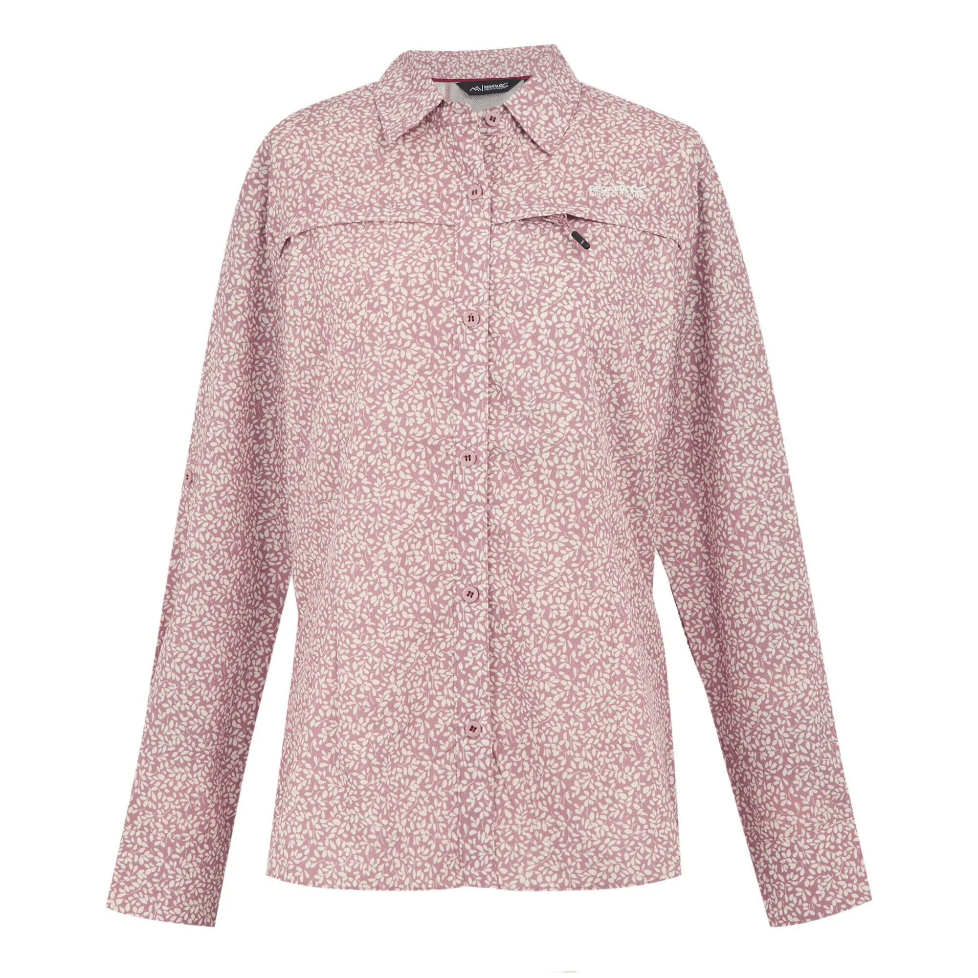 REGATTA Travel Packaway Langarmshirt Hemd Damen rot weiß