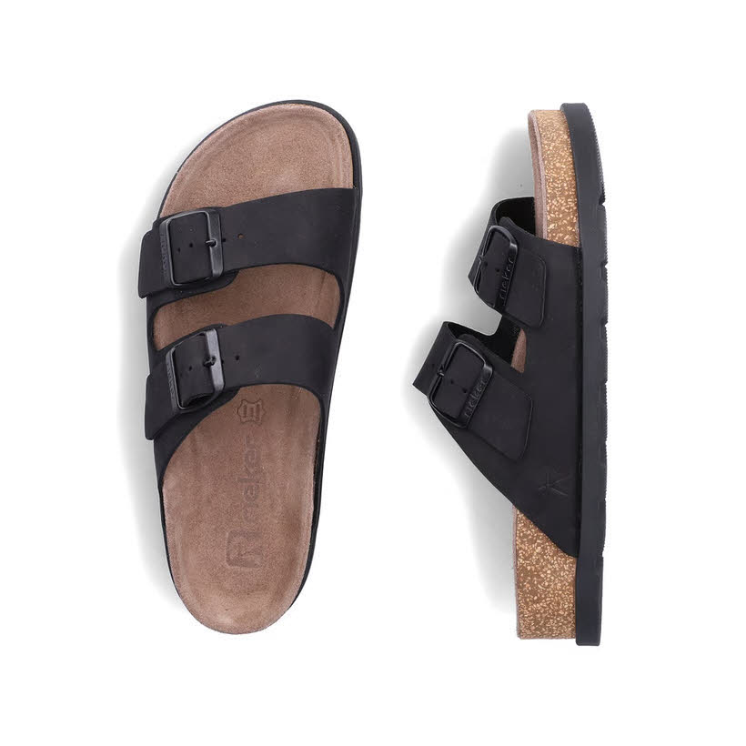 Rieker Damen Sandalen Hausschuhe Pantoletten schwarz