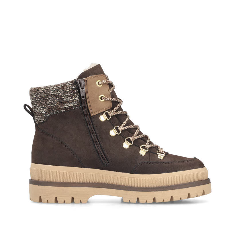 Rieker Damen Stiefelette Schnürstiefel Kurzstiefel braun