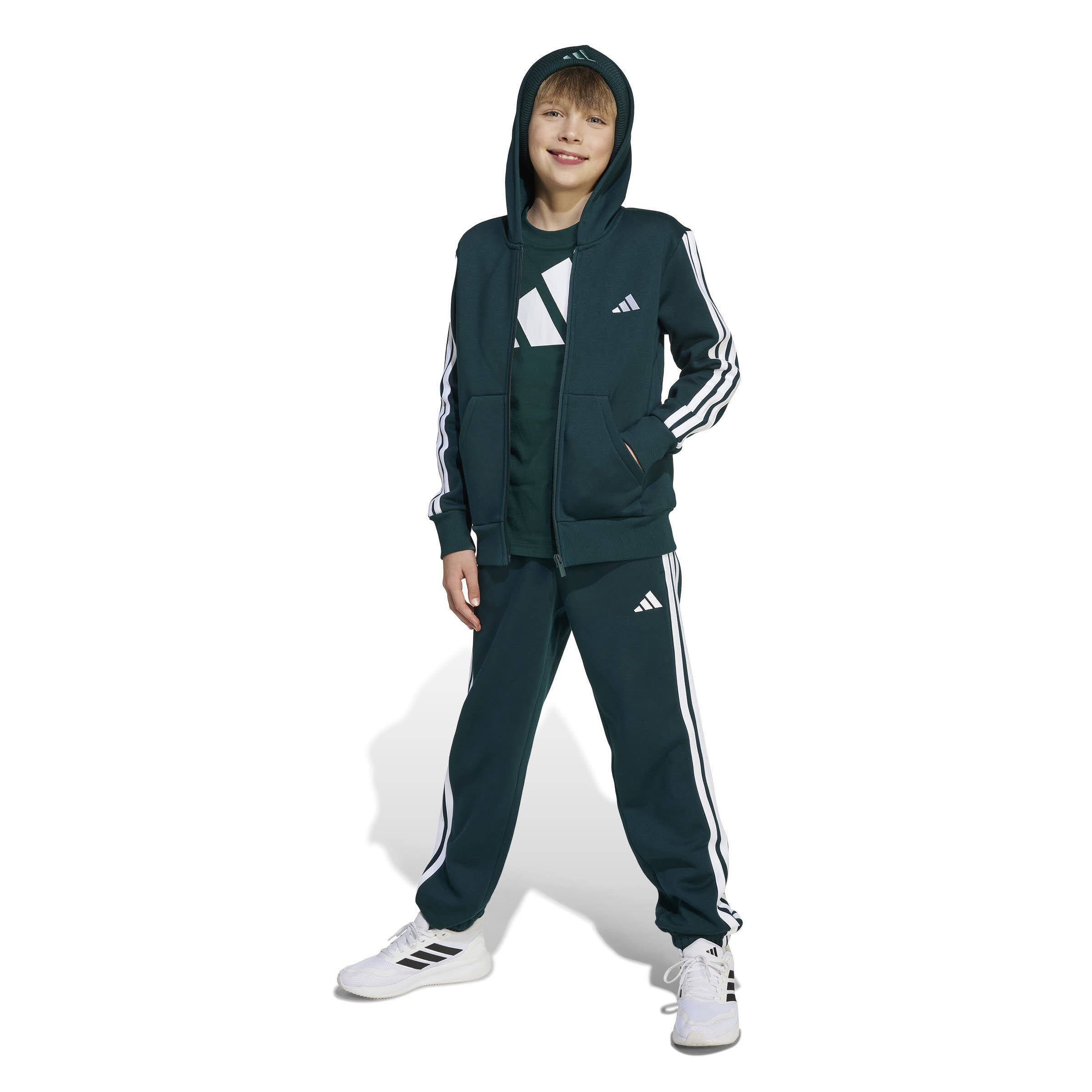 adidas Essentials Kinder Kapuzenjacke blau/weiß