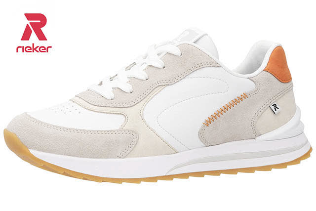 Rieker Damen Halbschuhe Sneaker weiß orange