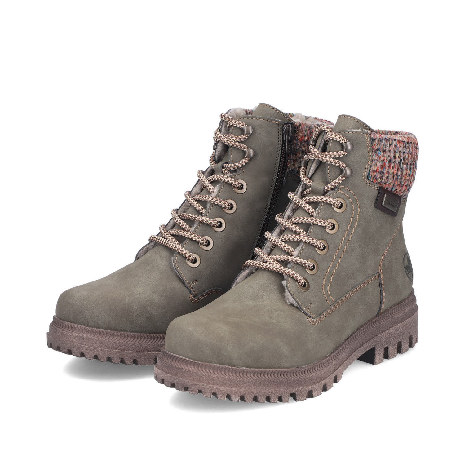 Rieker HWK Damen Stiefel Damen Schnürstiefel Winterstiefel grün