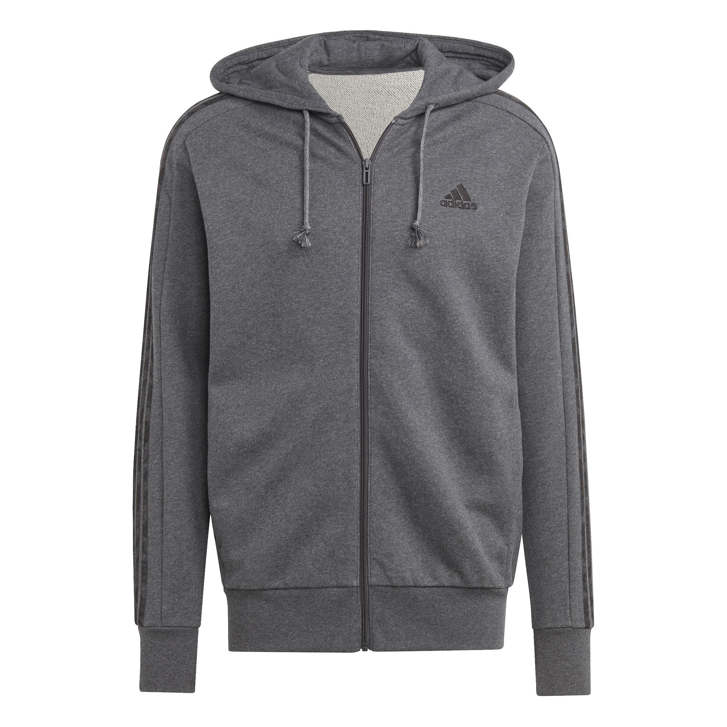adidas M 3S FT FZ HD Herren Kapuzenjacke Trainingsweste grau NEU