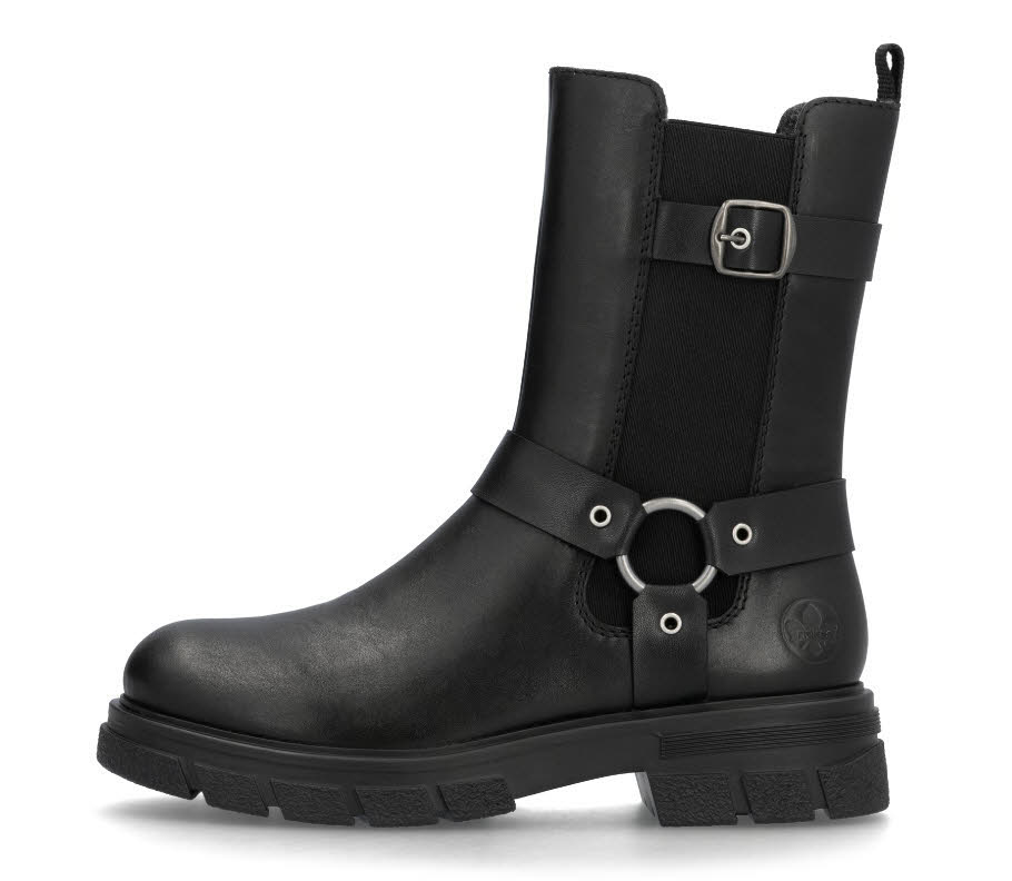 Rieker Damen Chelsea Boots Stiefelette Slipper mitternachtsschwarz