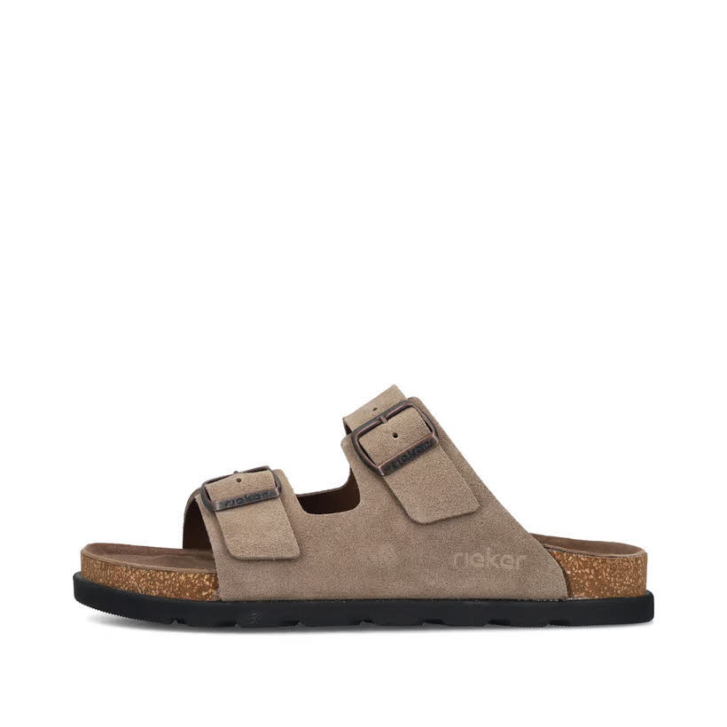 Rieker FSK Herren Pantoletten Hausschuhe Sandalen beige
