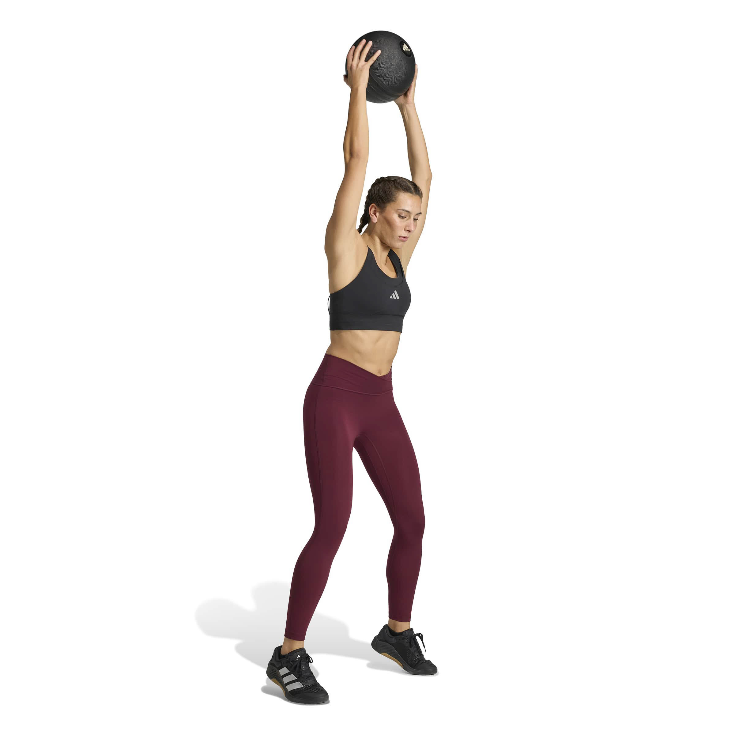 Adidas 3-Streifen Studio All Me 7/8 X-Over Leggings Damen rot