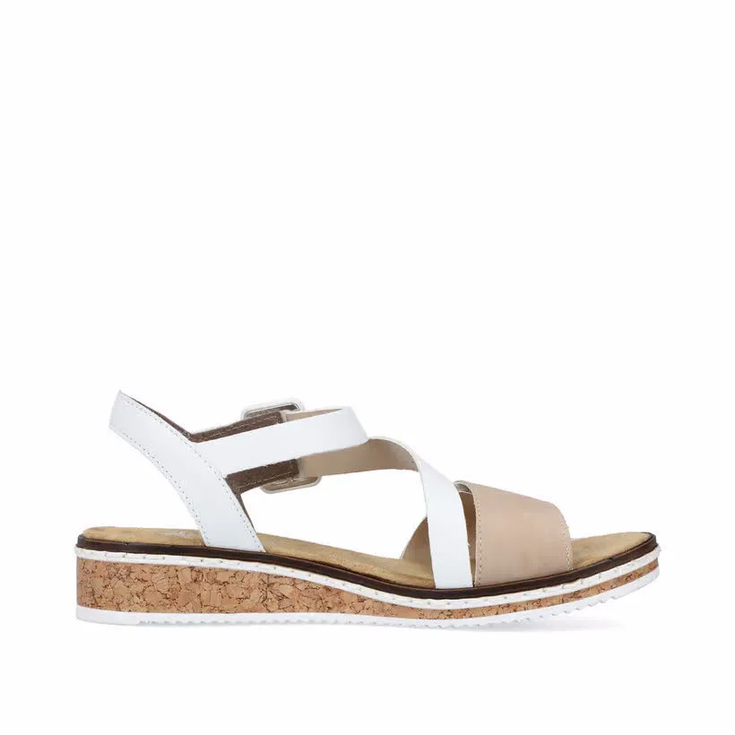 Rieker FSK Damen Sandalen Keilsandaletten weiß