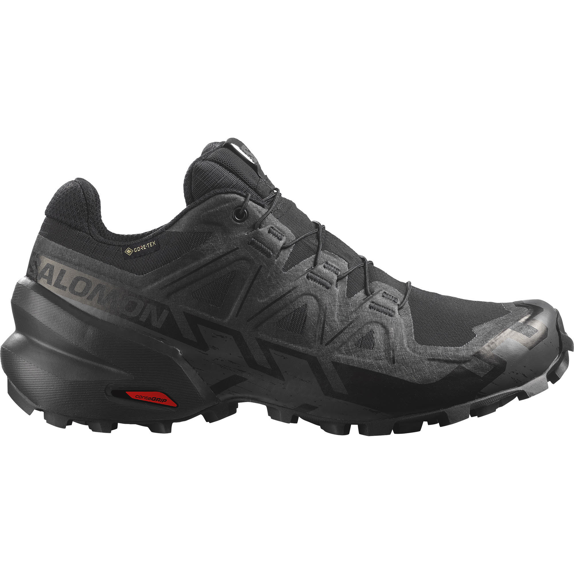 Salomon Speedcross 6 GTX Trailrunning-Schuhe mit Quicklace Wetterfest Damen Schwarz