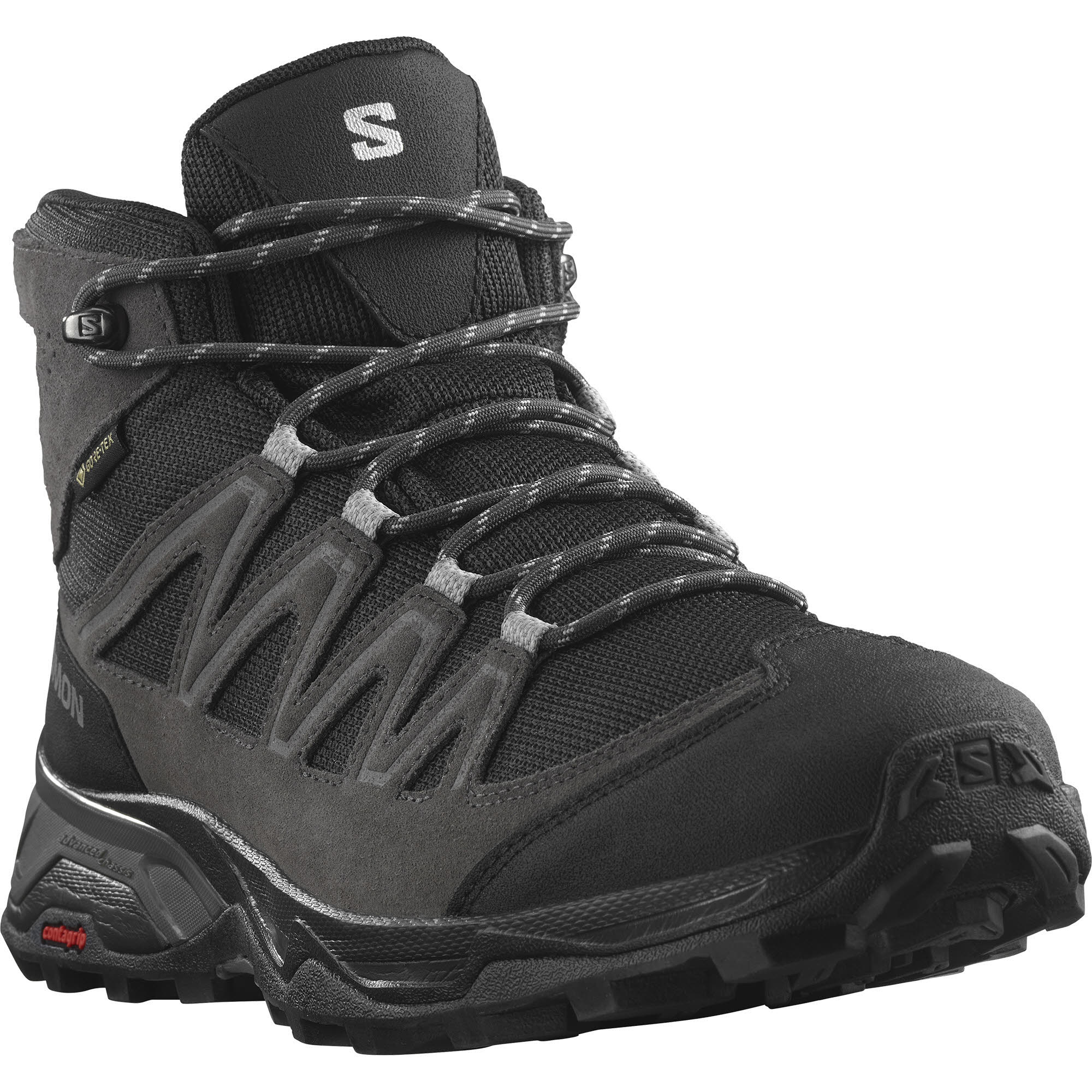 Salomon X Ward Leather Herren Trekkingschuh High Schwarz