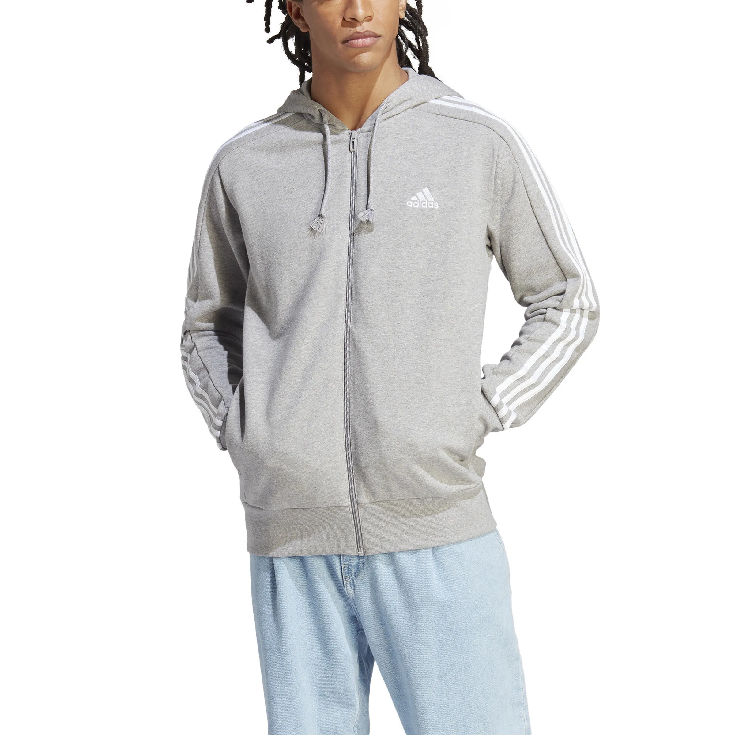 adidas HE 3S FT FZ HD Herren Kapuzenjacke Trainingsweste grau