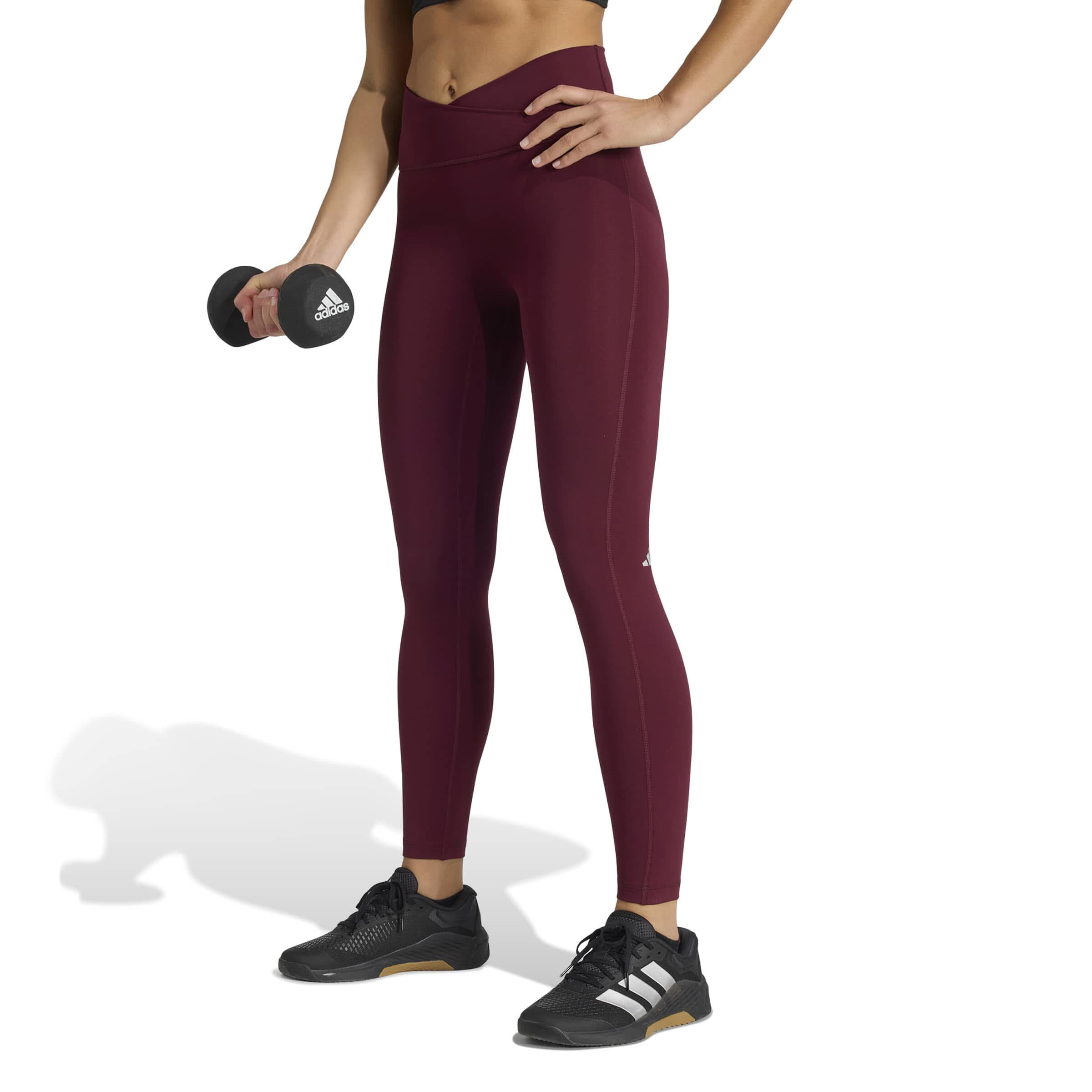 Adidas 3-Streifen Studio All Me 7/8 X-Over Leggings Damen rot