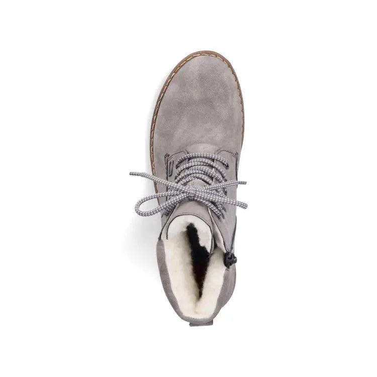 Rieker HWK Stiefel Damen Schnürstiefel Stiefelette grau