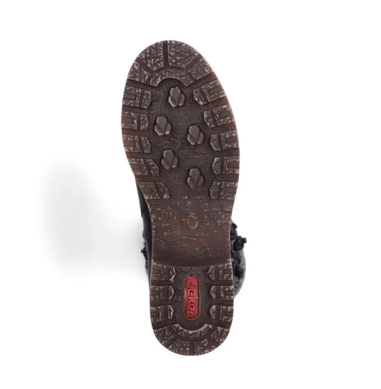 Rieker Damen Stiefel Stiefelette Gefüttert Winterstiefel Slipper schwarz