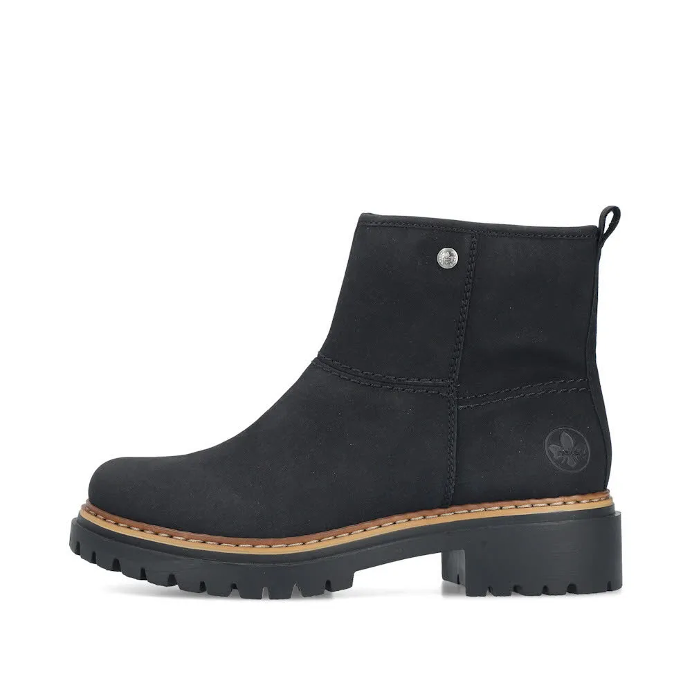 Rieker Kurzstiefel Damen Freizeitstiefel Stiefelette gefüttert schwarz