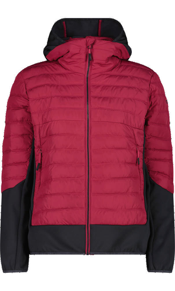 CAMPAGNOLO WOMAN JACKET HYBRID FIX HOOD Daunenjacke Damen Hybridjacke Unlimitech rot/amaranto