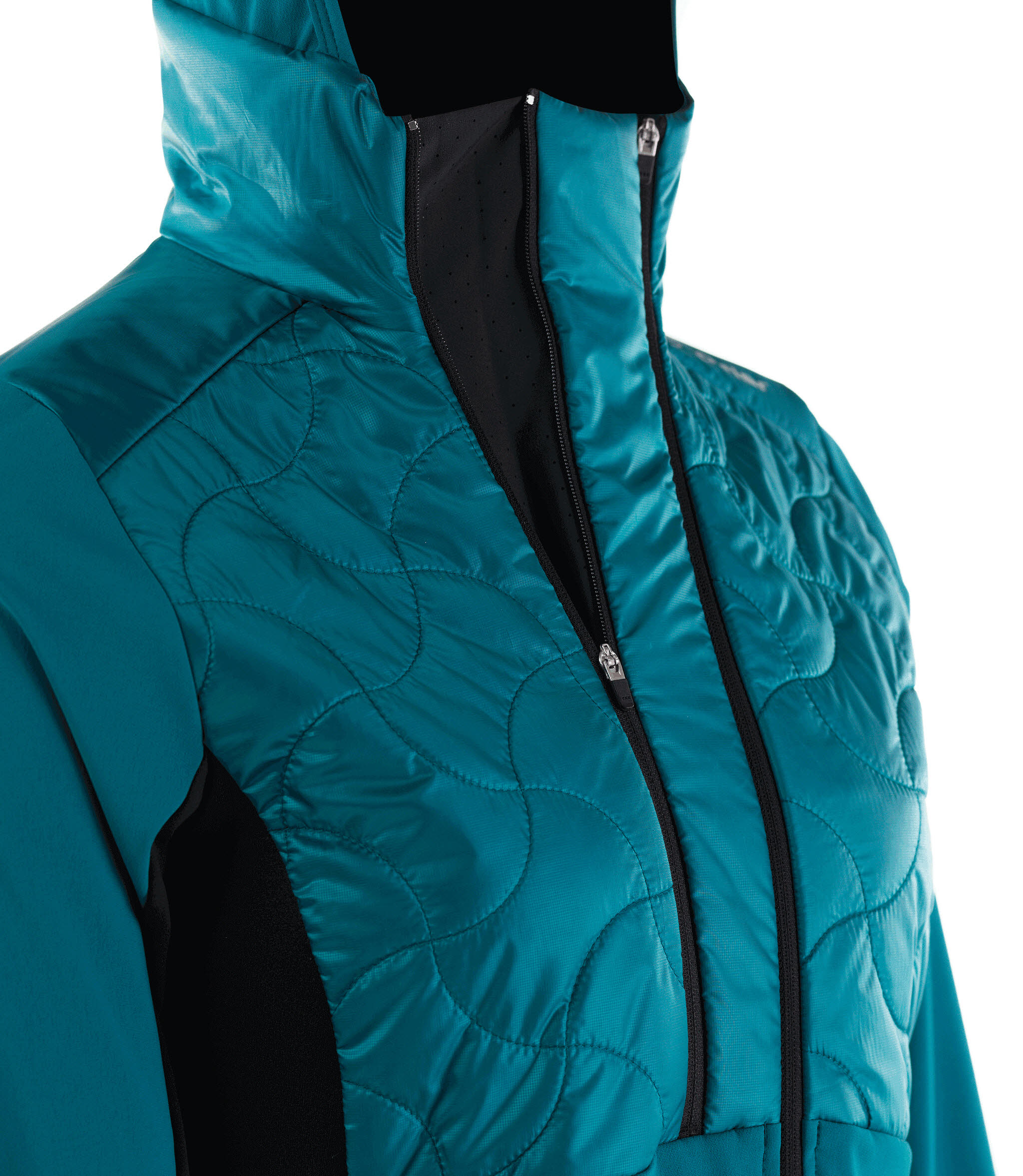 Löffler W HOODED HYBRIDJACKET GRACE PL60 Langlaufjacke Damen blaugrün
