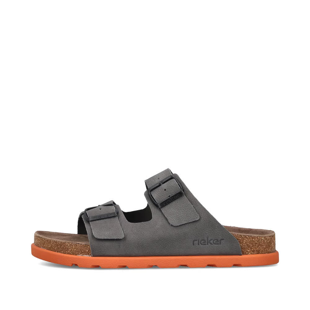 Rieker FSK Herren  Pantoletten grau/orange