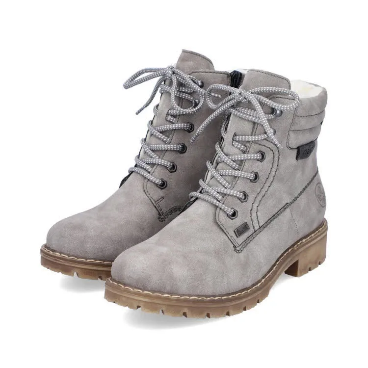 Rieker HWK Stiefel Damen Schnürstiefel Stiefelette grau