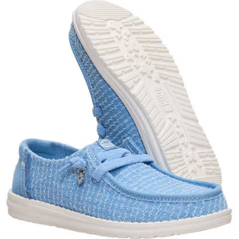 HEYDUDE Wendy Frayed Canvas Damen Slipper Slip-In blau