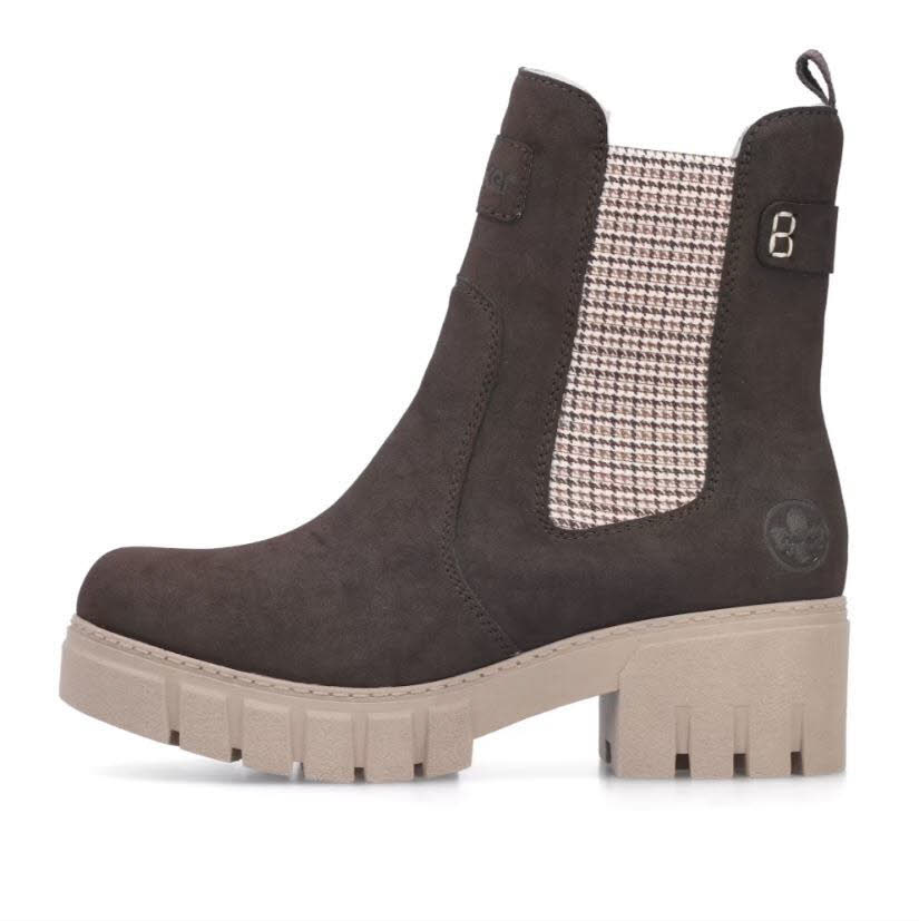 Rieker Damen Stiefel Stiefeletten Kurzstiefel mit Reißverschluss braun