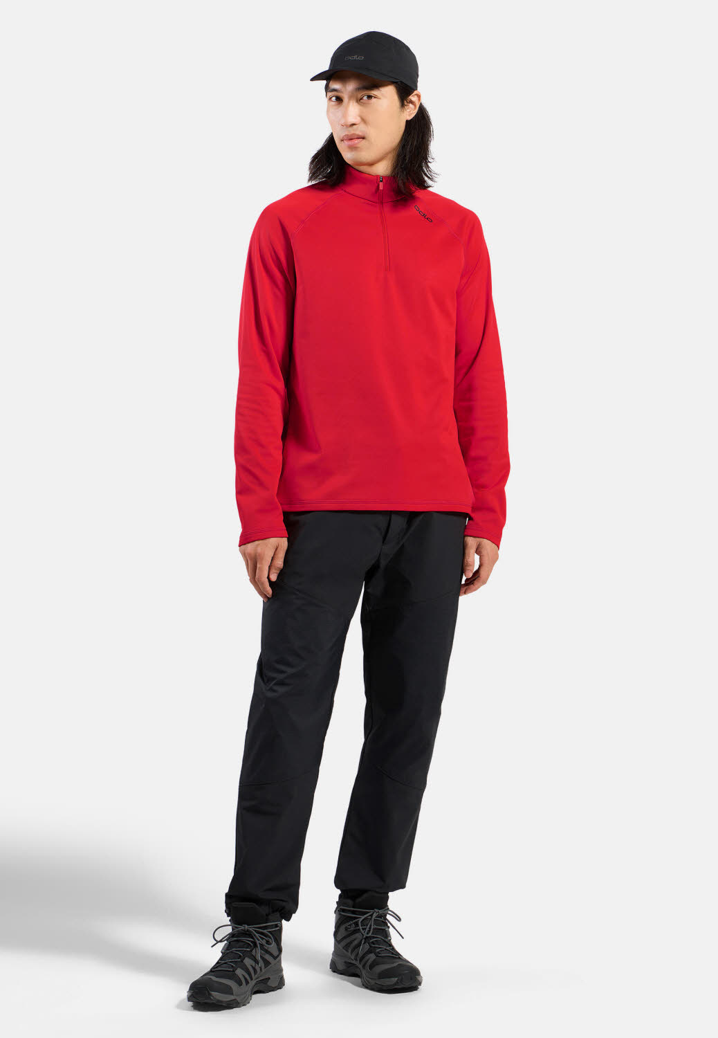 Odlo ESSENTIAL WARM 1/2 ZIP Herren Midlayer Zipper rot