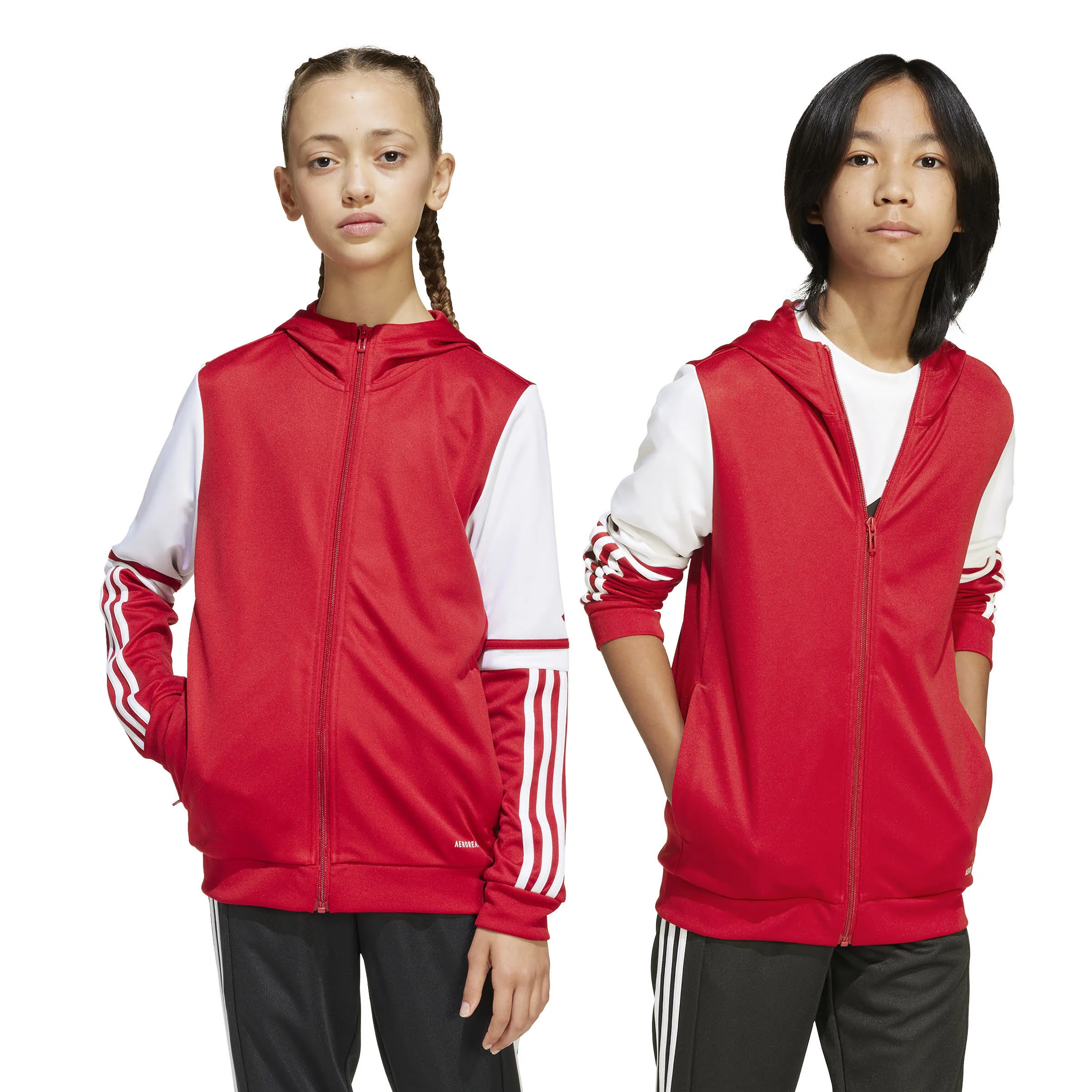 adidas Squadra 25 Kids Kapuzenjacke Trainingsjacke Kinder rot weiß
