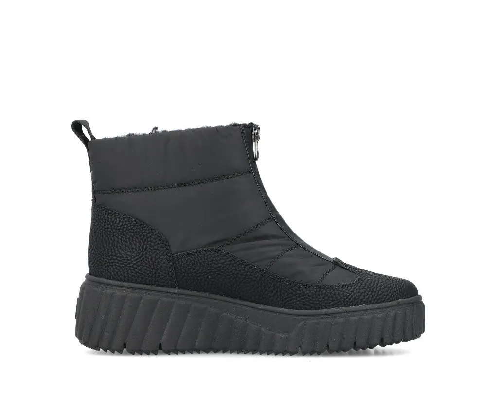 Rieker Damen Stiefelette Slipper gefüttert Kurzstiefel asphaltschwarz