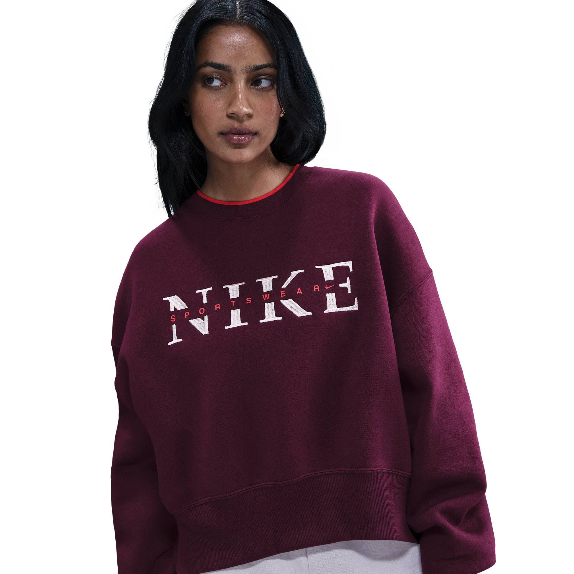 Nike Sportswear Phoenix Fleece Damen Sweatshirt Oversize Pullover bordeaux
