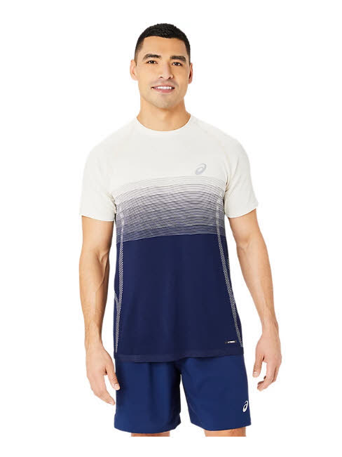 ASICS SEAMLESS SS TOP T-Shirt Laufshirt Herren blau weiß