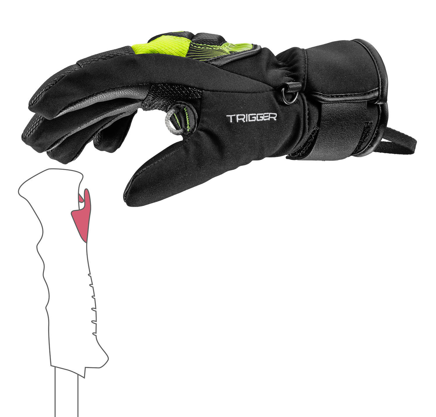 Leki WCR Core TR Junior Kinder Skihandschuhe Fingerlinge schwarz/gelb