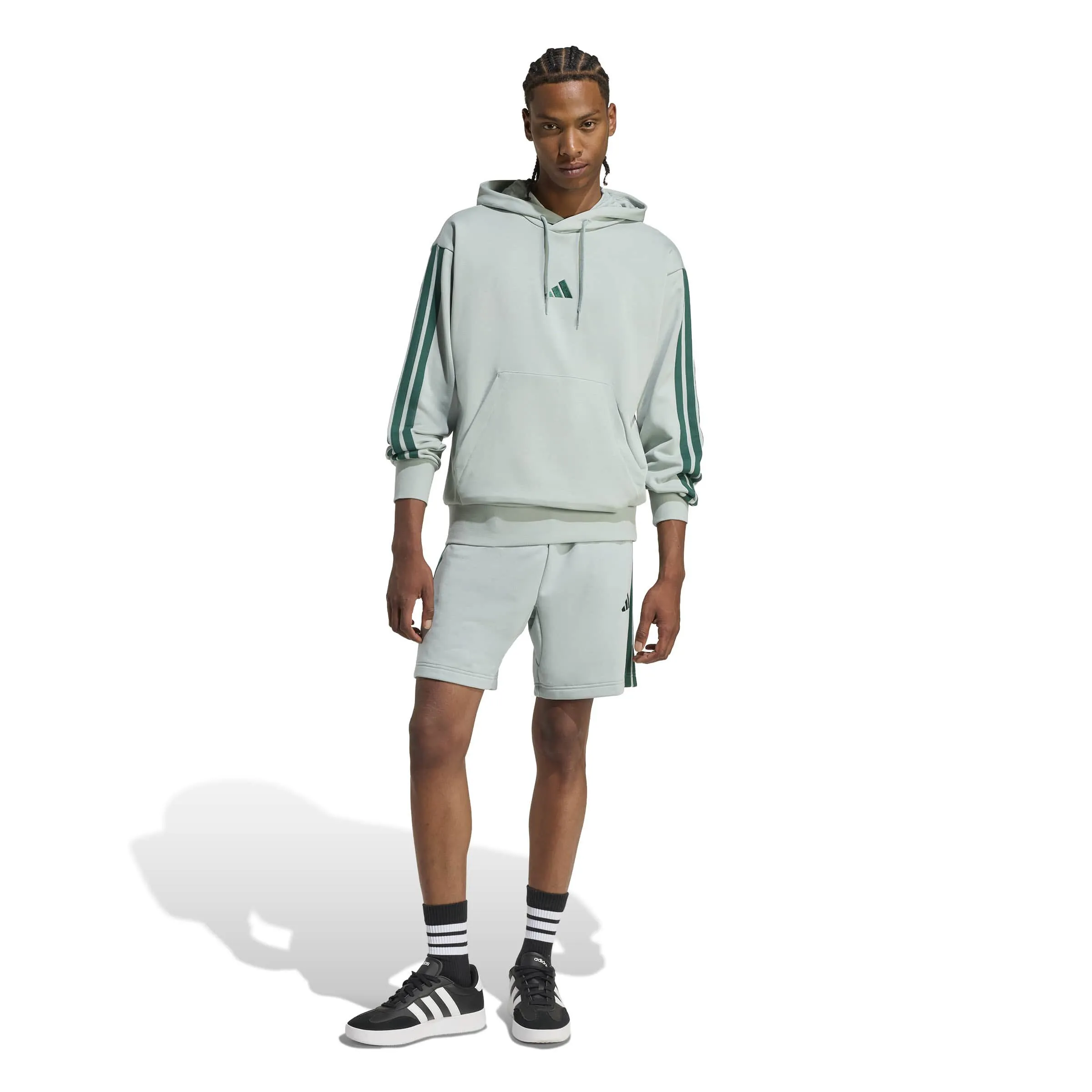 Adidas Essentials 3-Stripes French Terry Herren Hoodie Kapuzenpullover grün