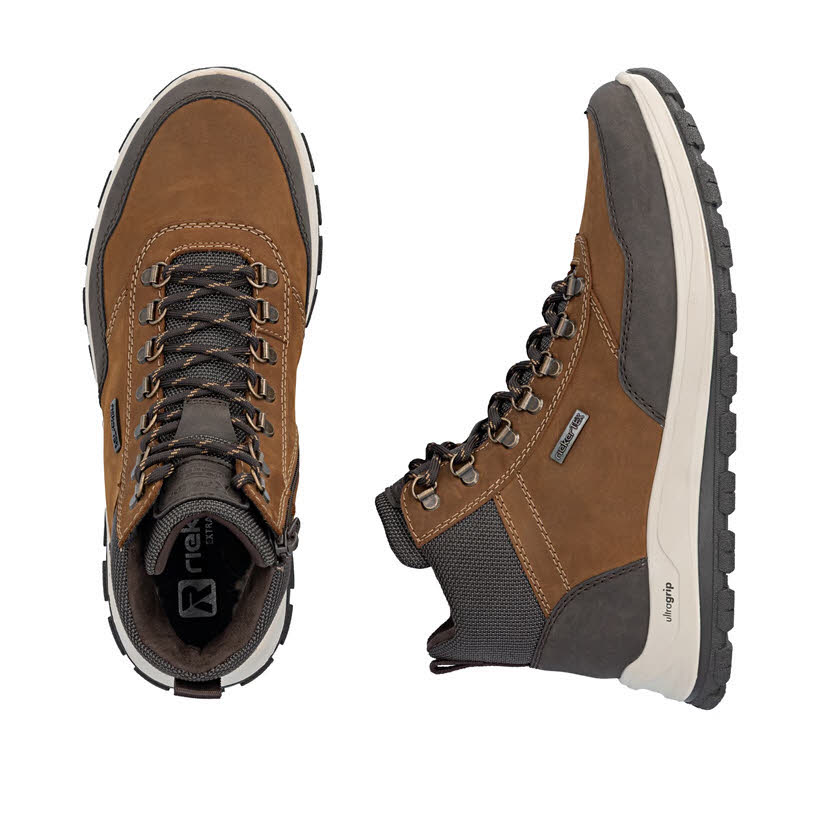 Rieker Herren Stiefelette Kurzstiefel Schnürstiefel moro/noce
