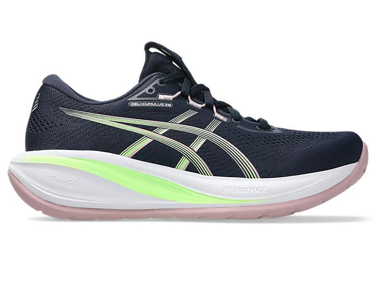 ASICS GEL-CUMULUS™ 28 Damen Laufschuh – Federleicht & Komfortabel (Midnight/Illuminate Green)