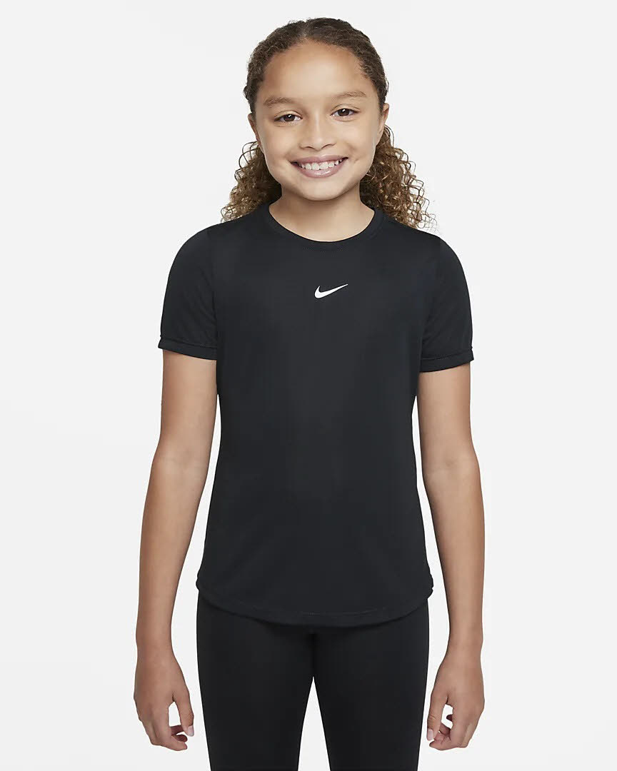 NIKE DRI-FIT ONE BIG KIDS' Mädchen Sportshirt T-Shirt Funktionsshirt schwarz NEU