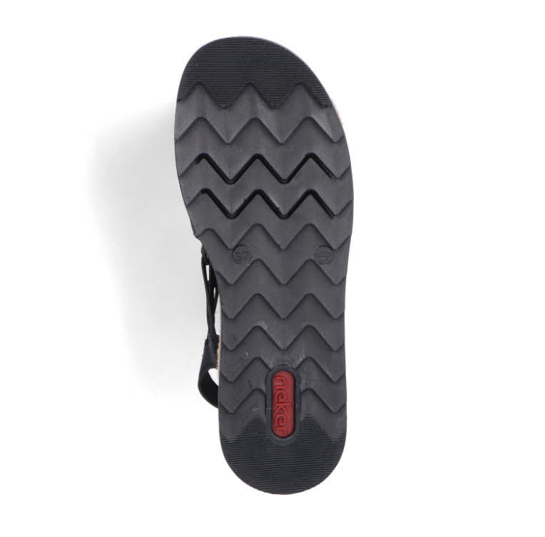 Rieker Damen Keilsandalette Sandale Modeschuh schwarz